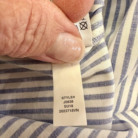 J. Crew Factory One Shoulder Top Stripe J0838 $54.50 Cotton Blend Blue White, 8 - Picture 12 of 13